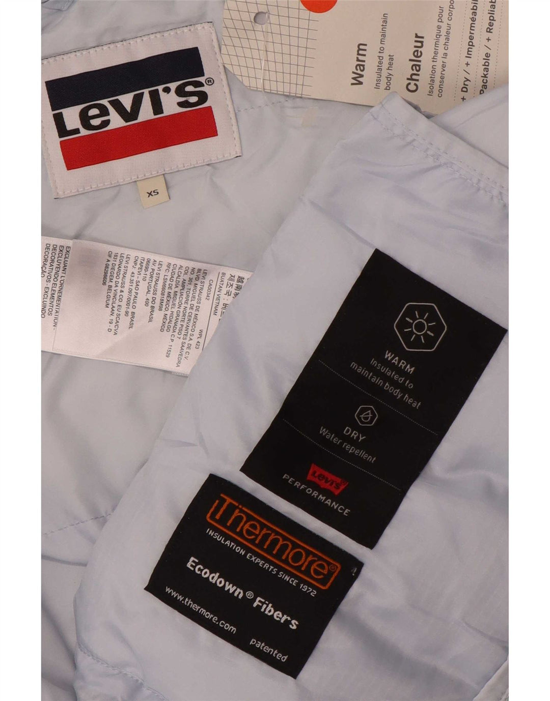 Damska kurtka z kapturem, oversize, wyściełana Levi's UK 6 XS, niebieski poliester