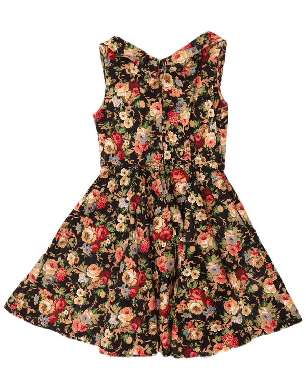 Lindy bop vestido feminino sem mangas swing UK 18 XL algodão floral preto