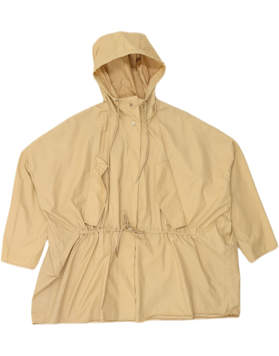 BENETTON Womens Oversized Hooded Windbreaker Jacket UK 10 Small Beige