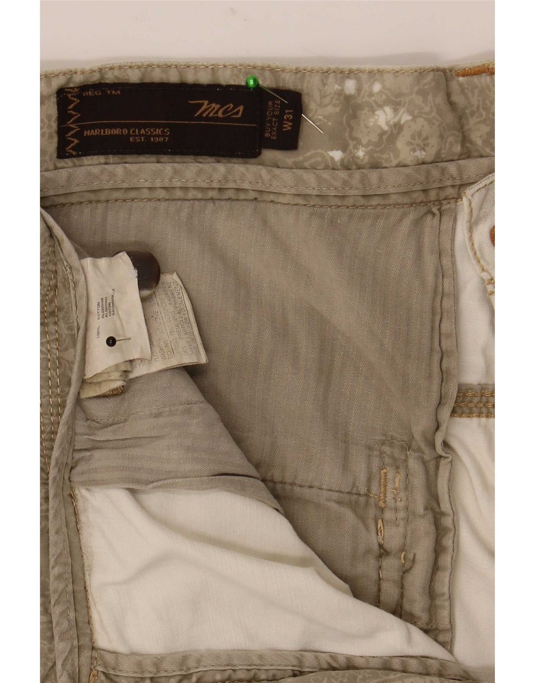Marlboro Classics Mens Bermuda Shorts W31 Medium Beige Cotton