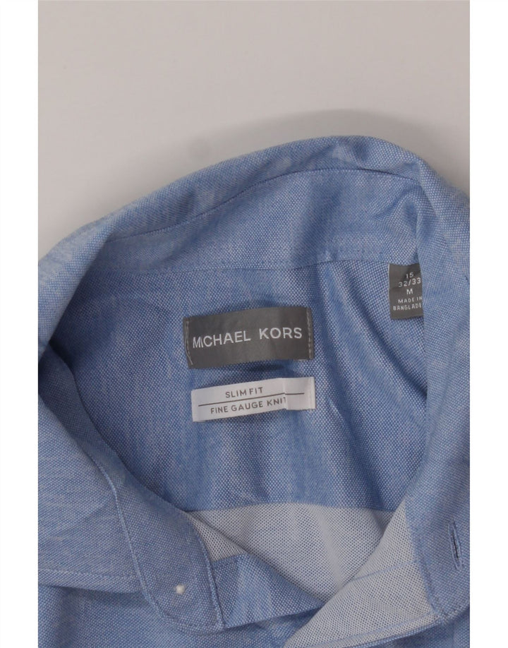 MICHAEL KORS Mens Slim Fit Shirt Size 15 Medium Blue Polyester Vintage Michael Kors and Second-Hand Michael Kors from Messina Hembry 
