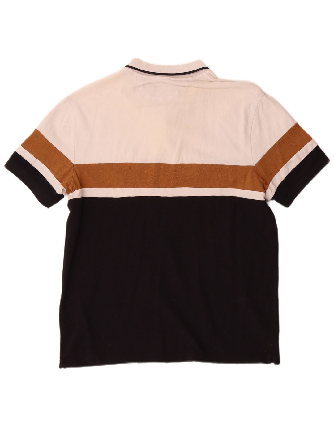 Zara Mens Polo Shirt XL White Colourblock