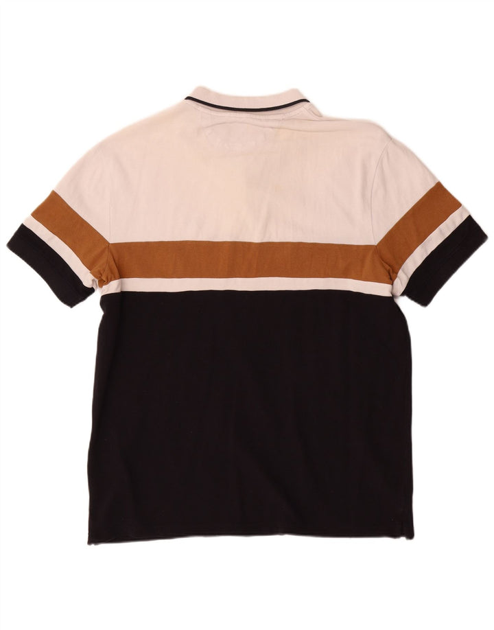 Zara Mens Polo Shirt XL White Colourblock