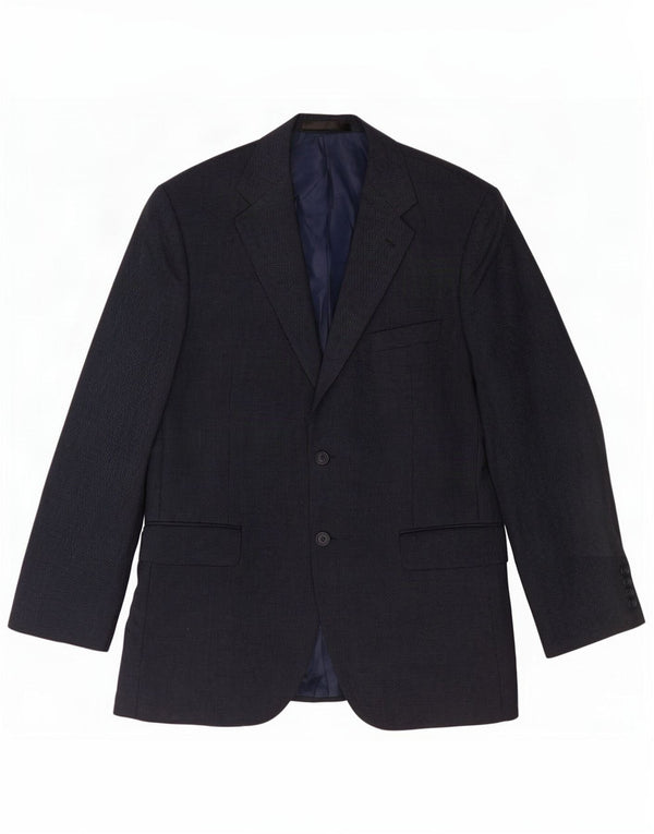 Jaqueta blazer masculina de 2 botões Marks & Spencer Reino Unido 42 grande azul marinho nova lã
