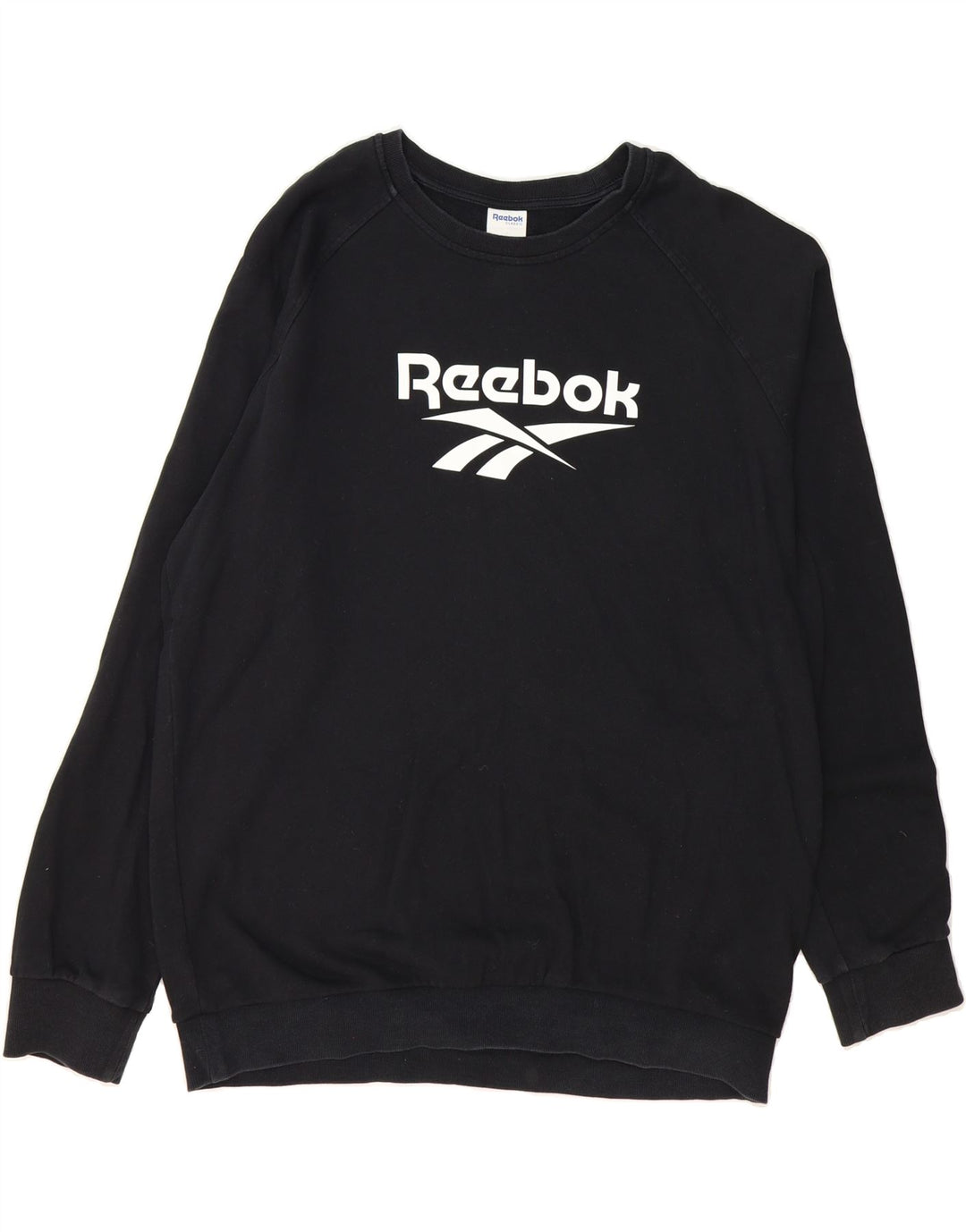 REEBOK Mens Graphic Sweatshirt Jumper XL Black Cotton Vintage Reebok and Second-Hand Reebok from Messina Hembry 