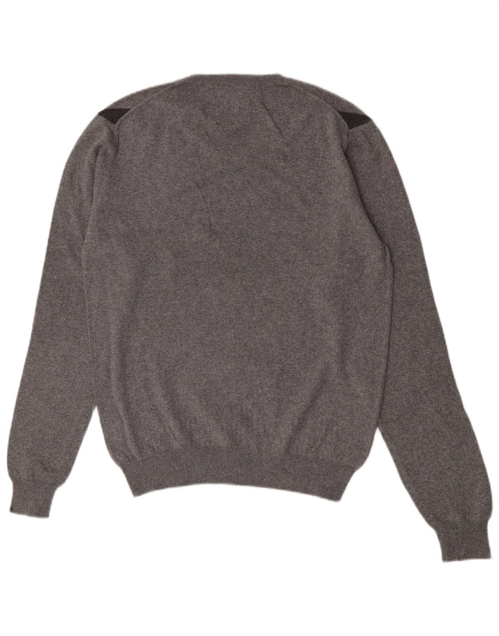 Sun68 Mens V-Neck Jumper Sweater Small Grey Argyle/Diamond Cotton