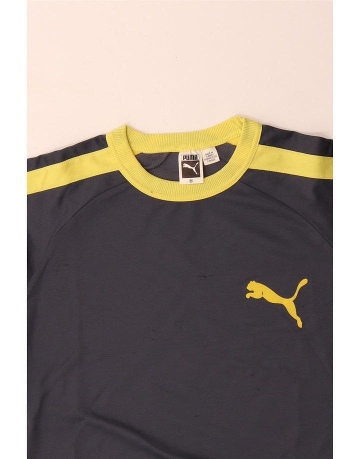 PUMA Mens T-Shirt Top Medium Grey Colourblock Cotton
