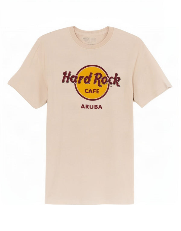 Hard Rock Cafe Mens Aruba Graphic T-Shirt Top Medium White Cotton