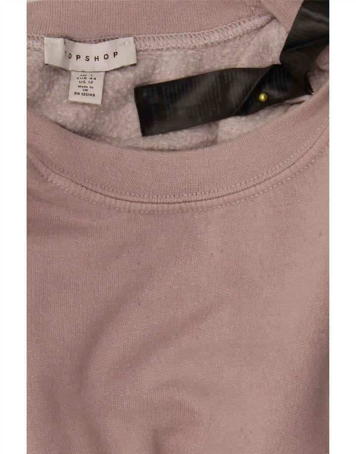 Topshop Dame Oversized Sweatshirt Jumper UK 16 Large Pink Polyester