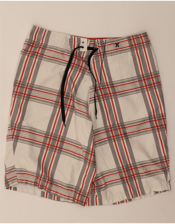 Pantaloncini da bagno con grafica da uomo Hurley, poliestere grande a quadri bianchi