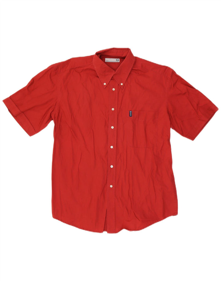 Sergio Tacchini Mens Short Sleeve Shirt Medium Red Cotton