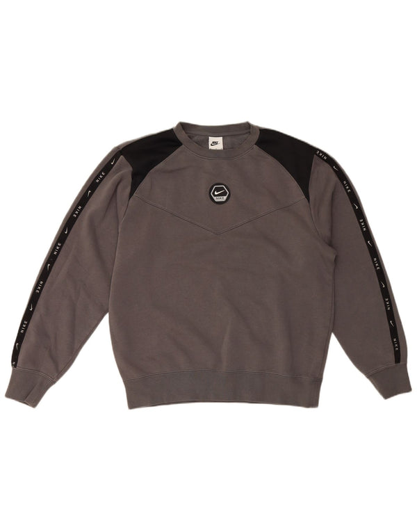 Nike Mens Graphic Sweatshirt Jumper Medium Grey Colourblock Cotton