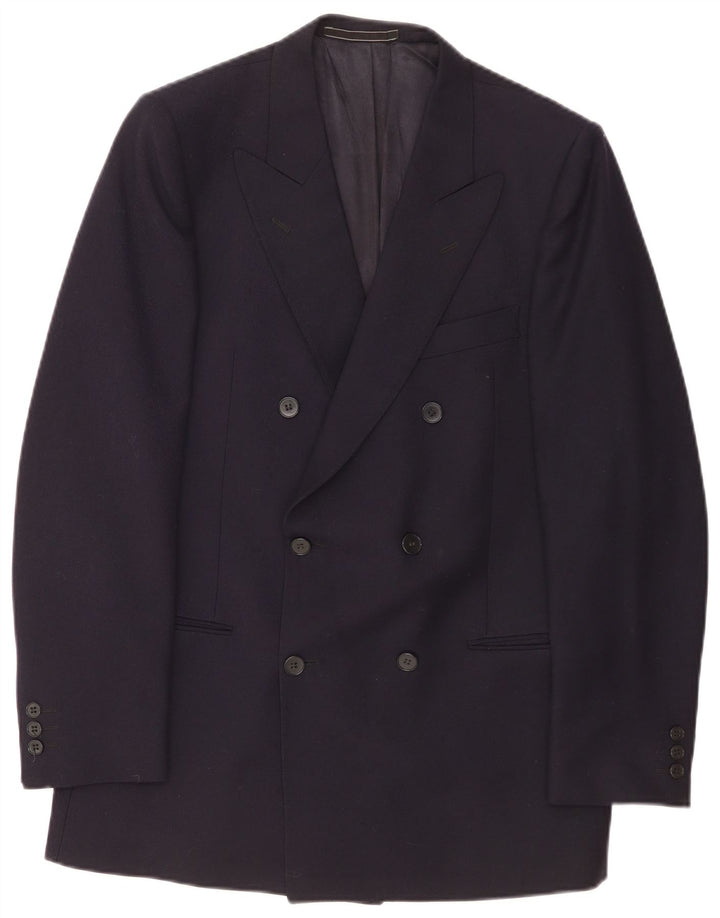 Jaqueta blazer masculina Facis com peito duplo IT 50 grande lã azul marinho