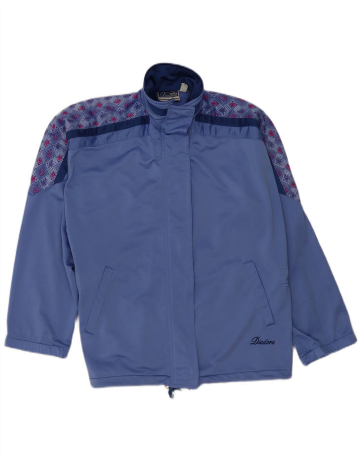 Diadora Womens Oversized Tracksuit Top Jacket IT 42 Medium Blue Floral