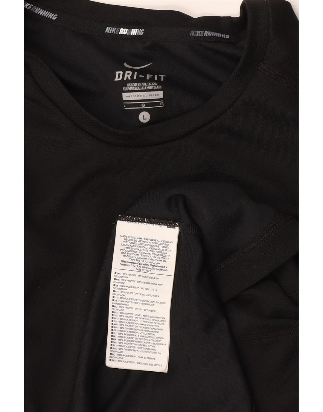 Nike Herren Dri Fit T-Shirt Top Large Schwarz Polyester