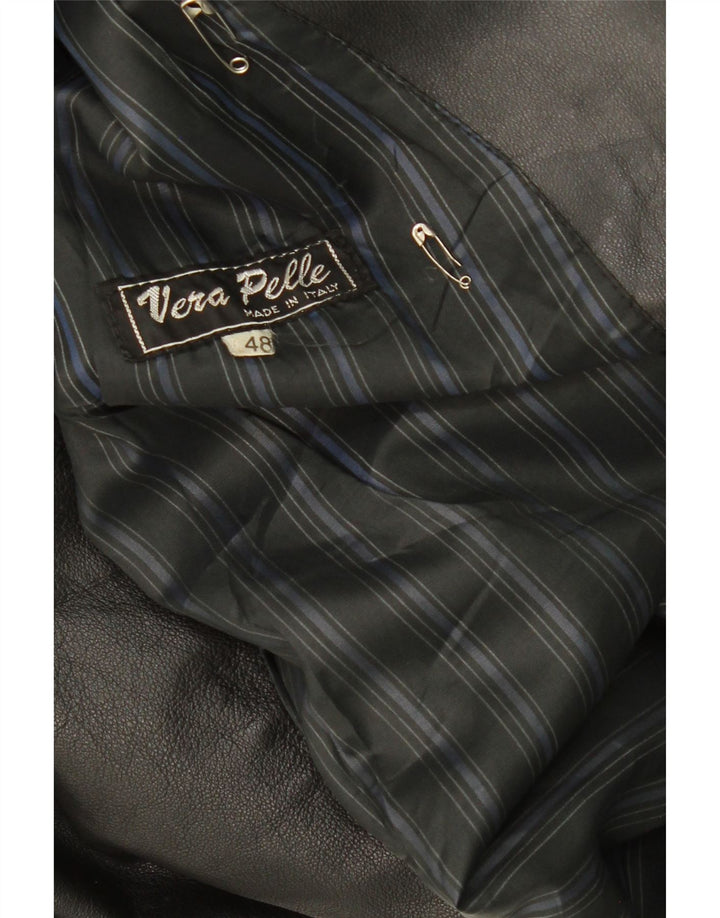 VINTAGE Womens Leather Jacket IT 48 XL Black Leather Vintage Vintage and Second-Hand Vintage from Messina Hembry 