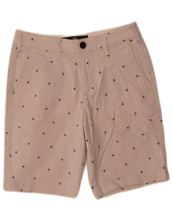 Hollister Hombre Regular Chino Shorts W26 Pequeño Algodón Floral Beige