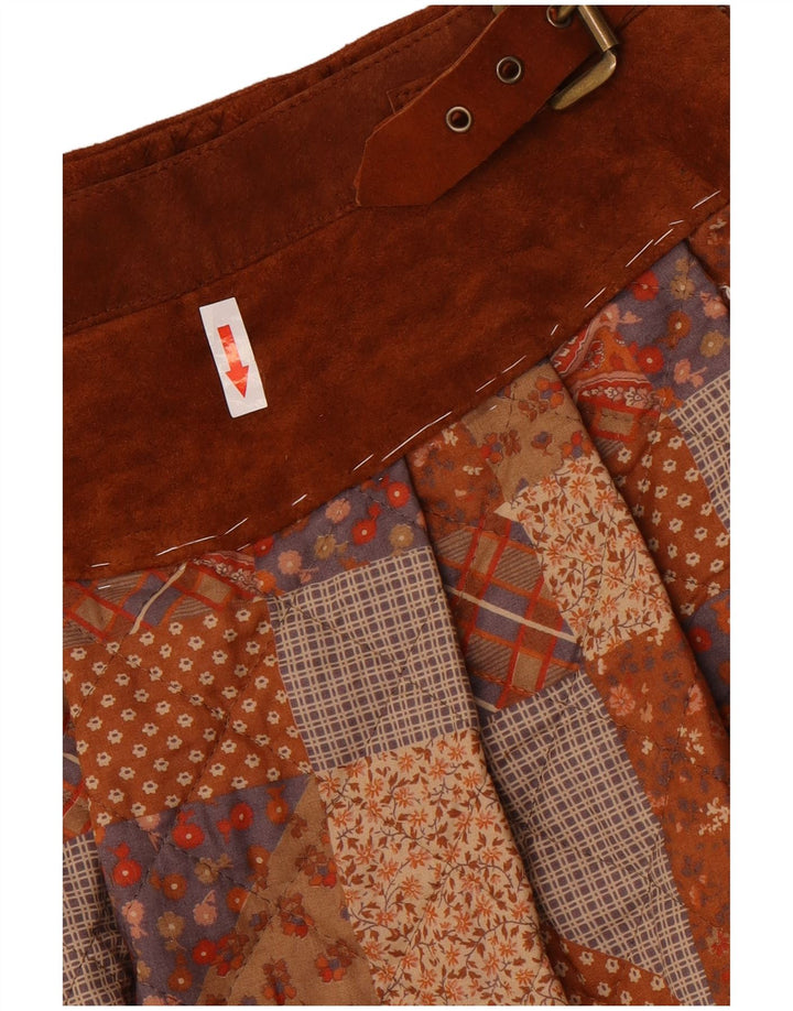 Sportmax Womens Flared Skirt UK 12 Medium W24 Brown Patchwork Polyester