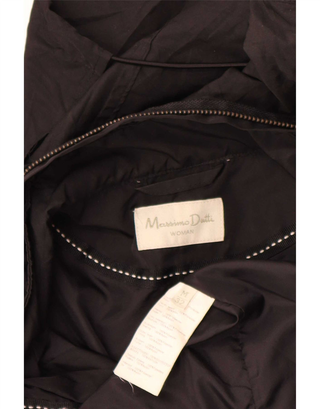 Massimo Dutti Dame Hooded Parka Jacket UK 14 Medium Black