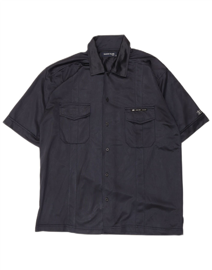AEM KEI Mens NYC Short Sleeve Shirt Medium Navy Blue Polyester