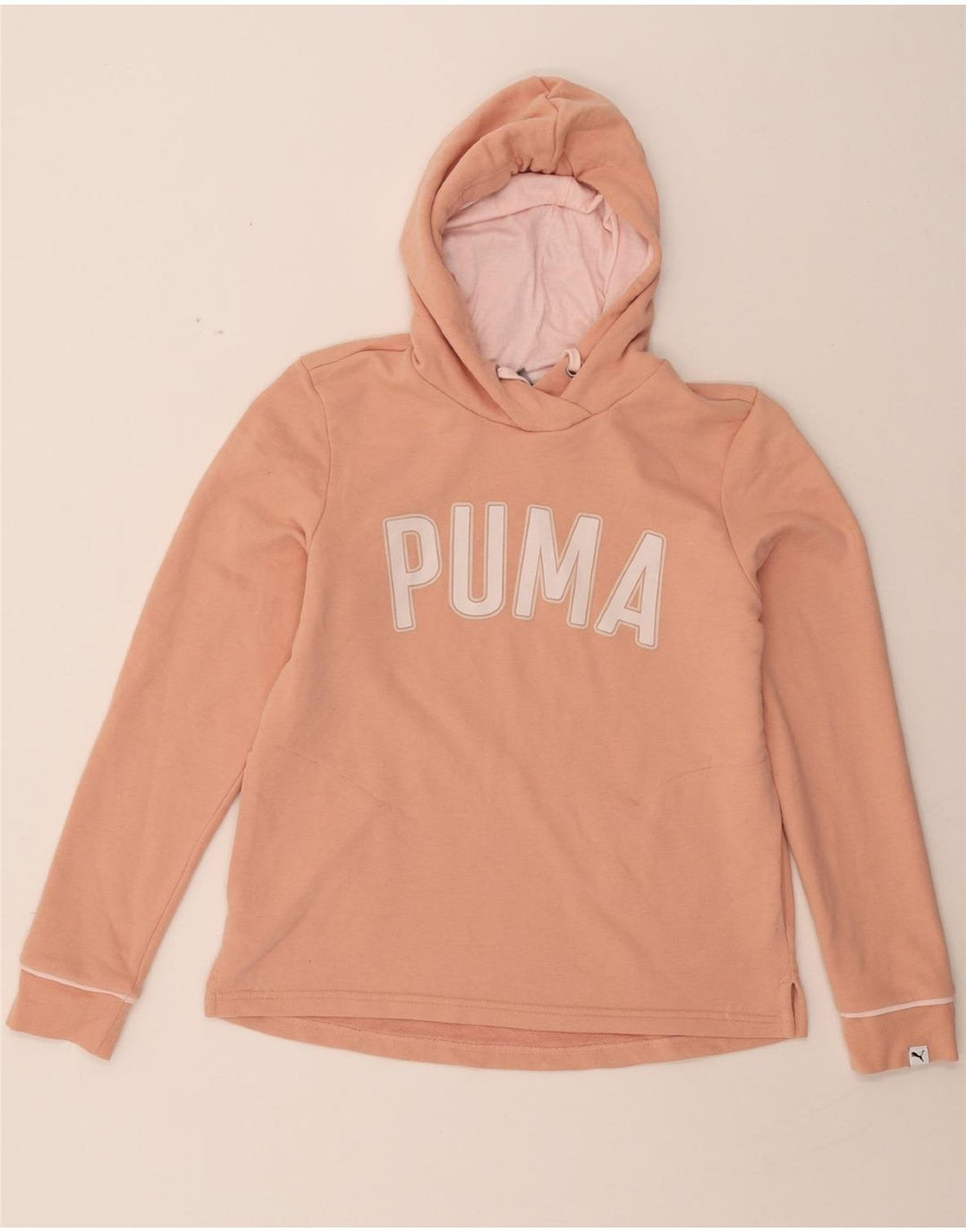 PUMA Womens Graphic Hoodie Jumper UK 14 Medium Pink Polyester Vintage Puma and Second-Hand Puma from Messina Hembry 