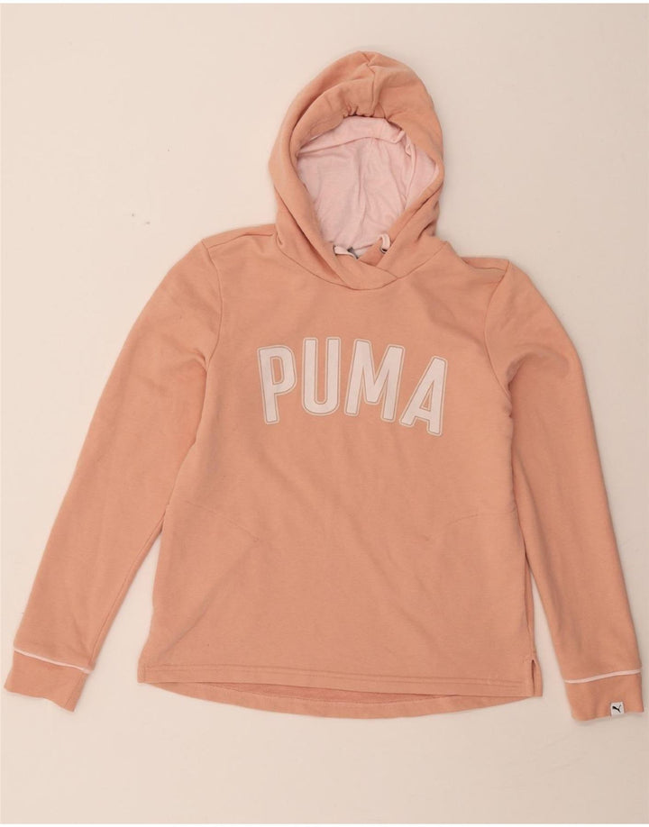 PUMA Womens Graphic Hoodie Jumper UK 14 Medium Pink Polyester Vintage Puma and Second-Hand Puma from Messina Hembry 