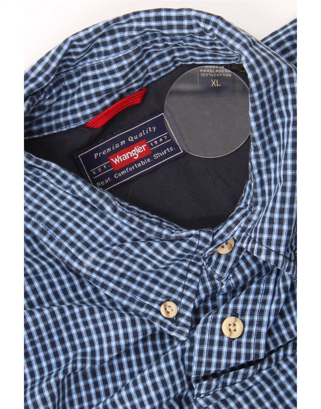 Camicia da uomo Wrangler XL in cotone a quadretti blu