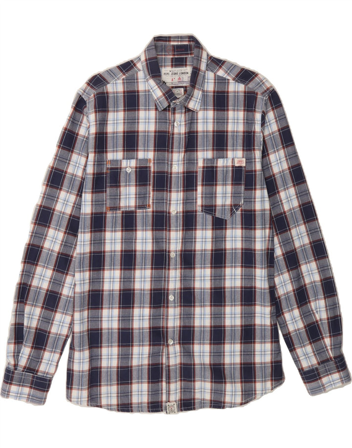 PEPE JEANS Mens Flannel Shirt Large Blue Check Cotton Vintage PEPE Jeans and Second-Hand PEPE Jeans from Messina Hembry 