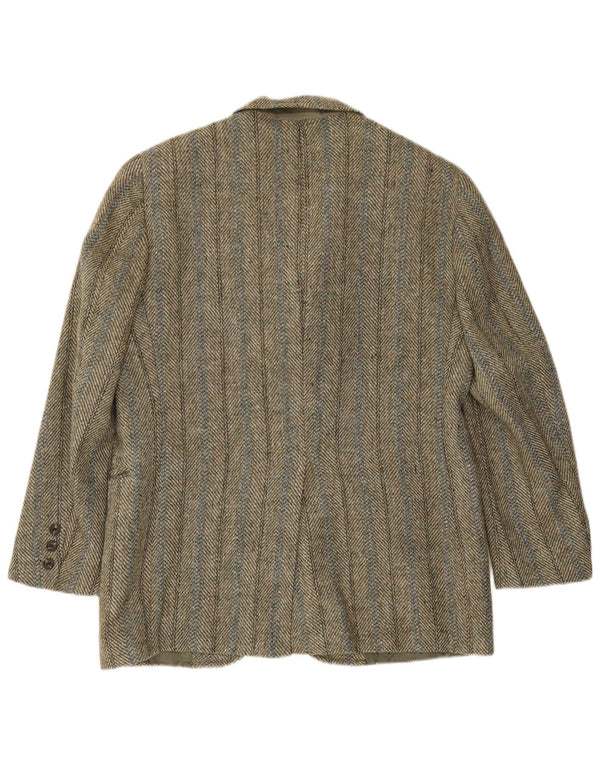 Harris Tweed Herre 3 Button Blazer Jacket UK 38 Medium Khaki Herringbone
