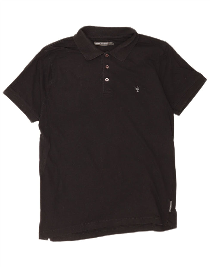 French Connection Mens Polo Shirt Medium Black Cotton