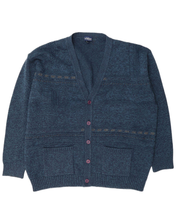 Four Seasons Mens Cardigan Sweater XL Navy Blue Flecked Acrylic