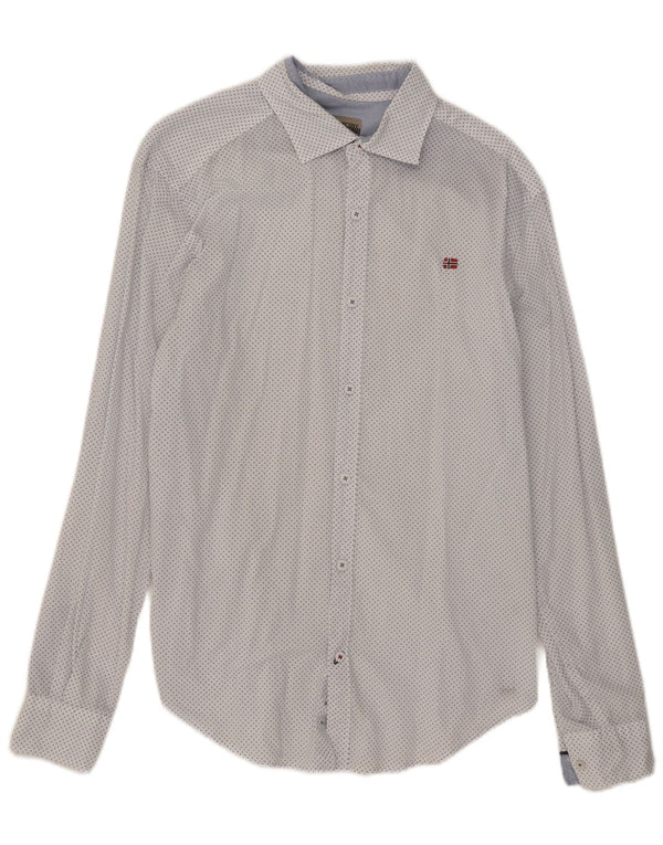Napapijri Herre Slim Fit skjorte Medium hvid plettet