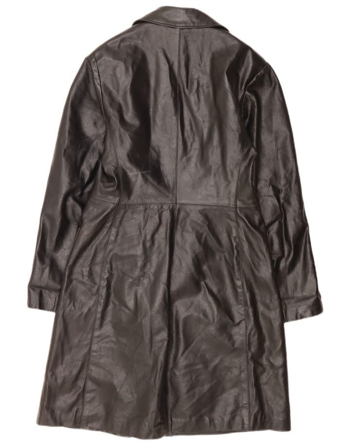 Abrigo de cuero vintage para mujer IT 46 Grande Negro