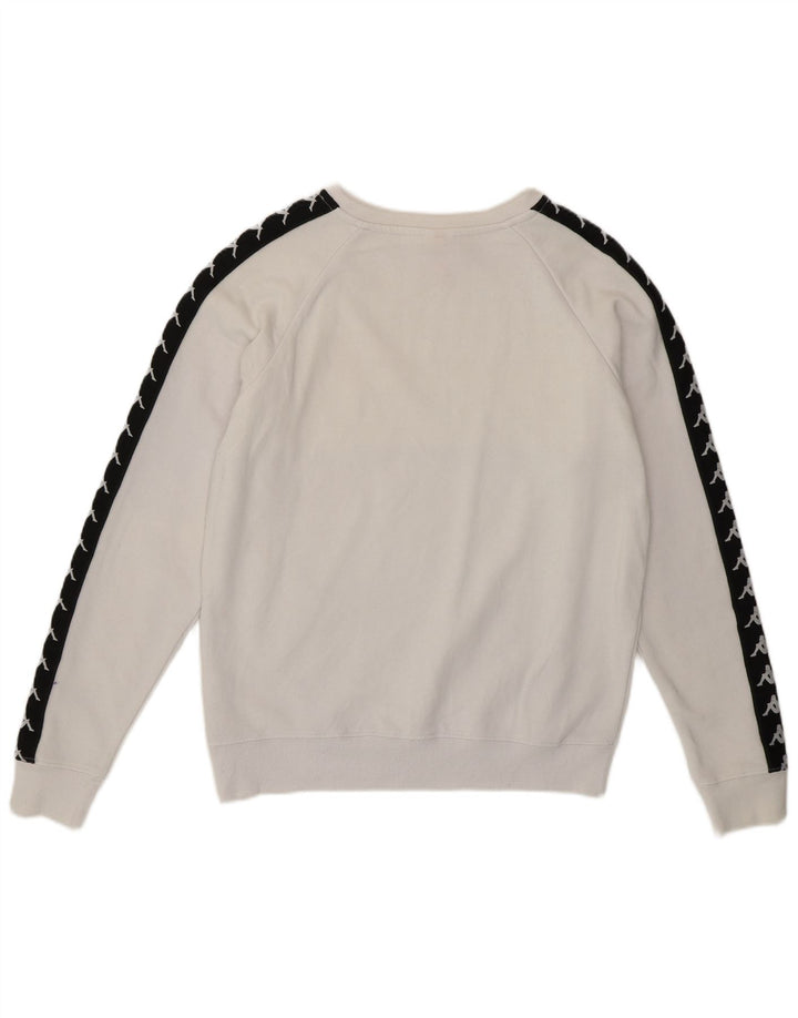 KAPPA Womens Graphic Sweatshirt Jumper UK 14 Medium White Colourblock