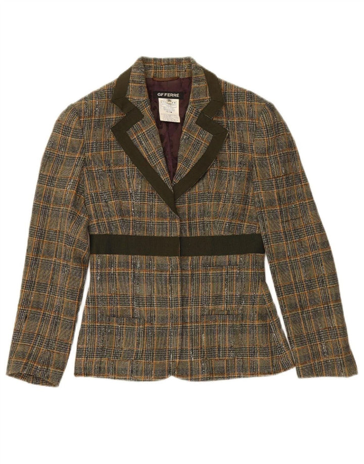 GF FERRE Womens Blazer Jacket IT 40 Small Green Check Viscose Vintage GF Ferre and Second-Hand GF Ferre from Messina Hembry 