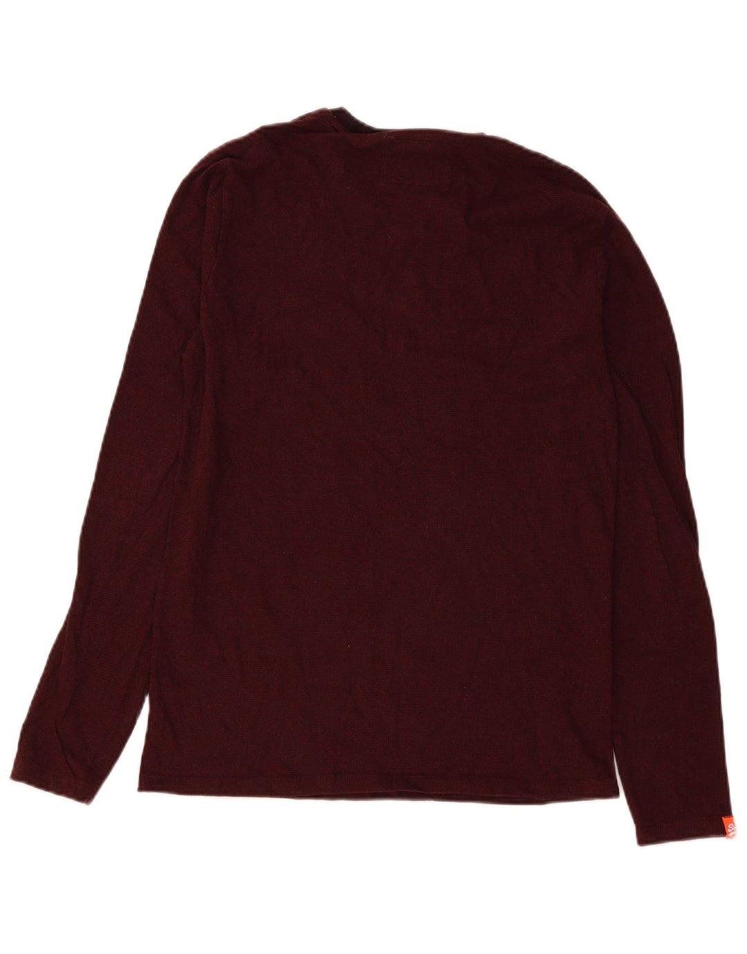 Superdry Mens Top Long Sleeve Small Burgundy Cotton
