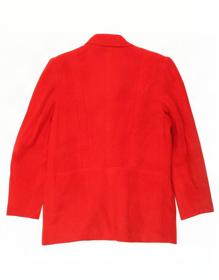 Vintage Womens 1 Button Suede Blazer Jacket UK 12 Medium Red