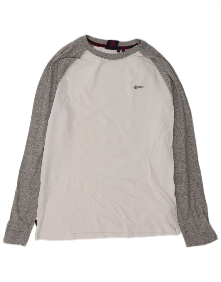 SUPERDRY Herre Top Langærmet Stor hvid Colourblock Bomuld