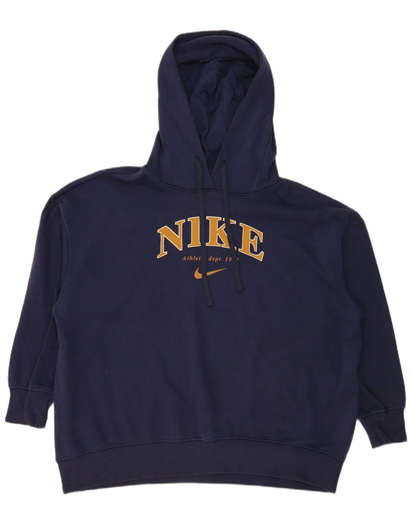 Nike Herre Grafisk Loose Fit Hoodie Jumper XL Marineblå Bomuld