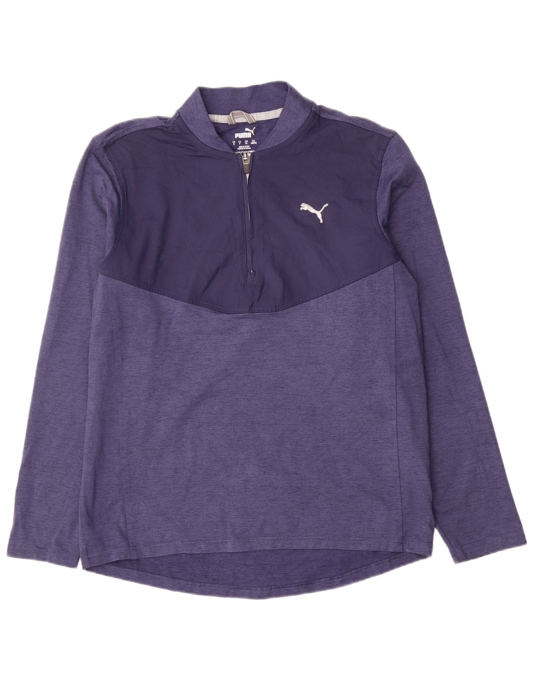Puma Mens Zip Neck Top Long Sleeve Small Blue Colourblock Polyester