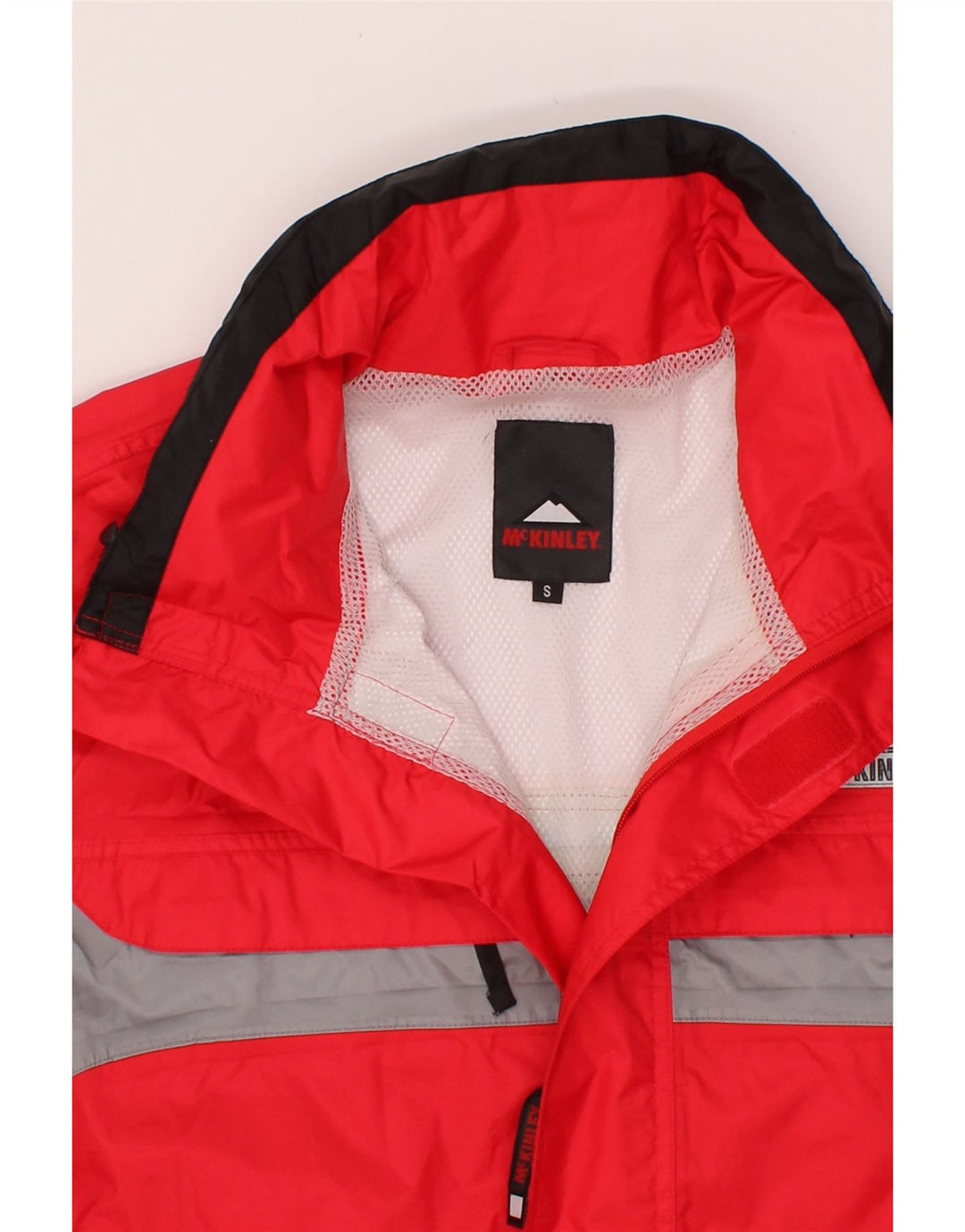 MCKINLEY Mens Hooded Rain Jacket UK 36 Small Red Colourblock Polyamide Vintage McKinley and Second-Hand McKinley from Messina Hembry 