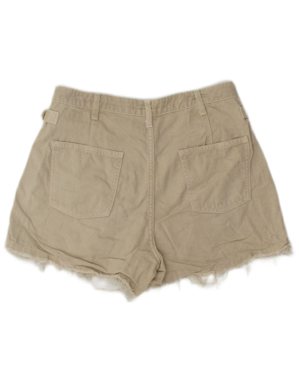 Zara Damen Denim Hotpants EU 38 Small W28 Beige Baumwolle