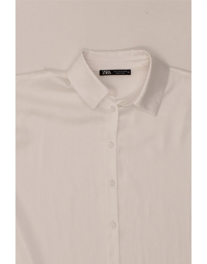 ZARA Womens Oversized 3/4 Sleeve Shirt UK 10 Small White Vintage Zara and Second-Hand Zara from Messina Hembry 