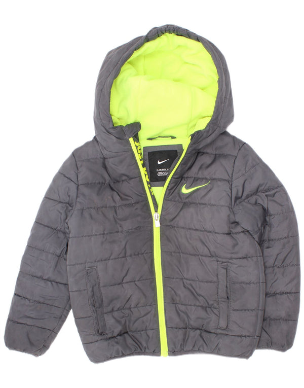 Nike Boys Hooded Padded Jacket 3-4 Years Grey Polyester