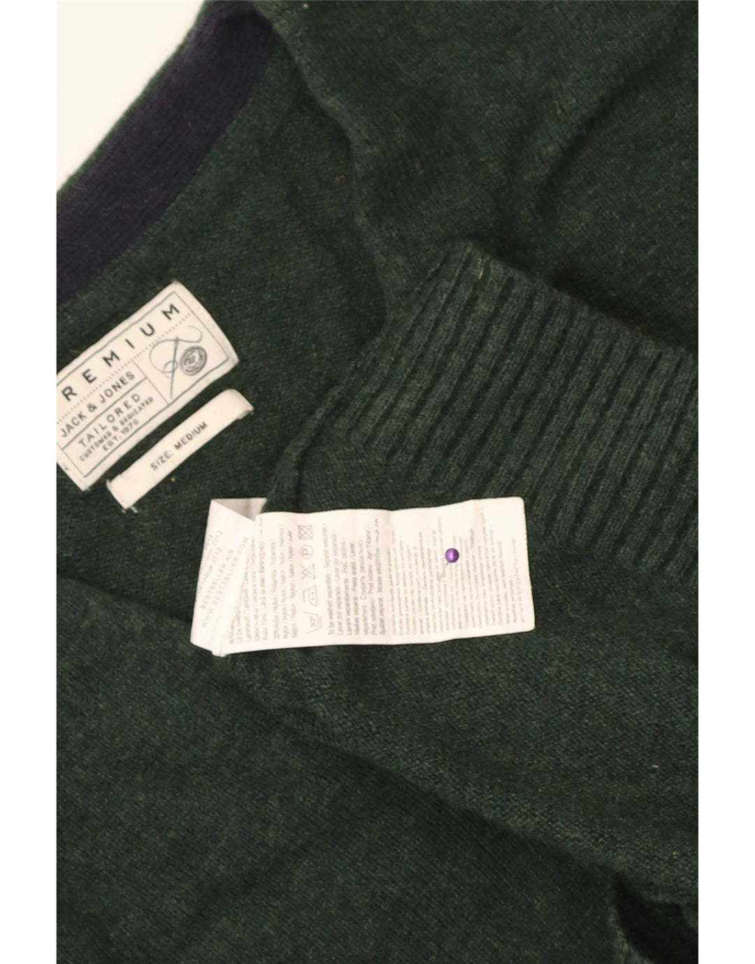 Jack & Jones Mens Cardigan Sweater Medium Green Lambswool