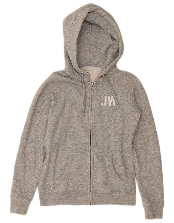 JACK WILLS Womens Oversized Zip Hoodie Sweater UK 10 Small Grey Polyester