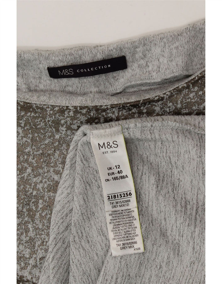 Marks & Spencer Womens Top Long Sleeve UK 12 Medium  Grey Polyester