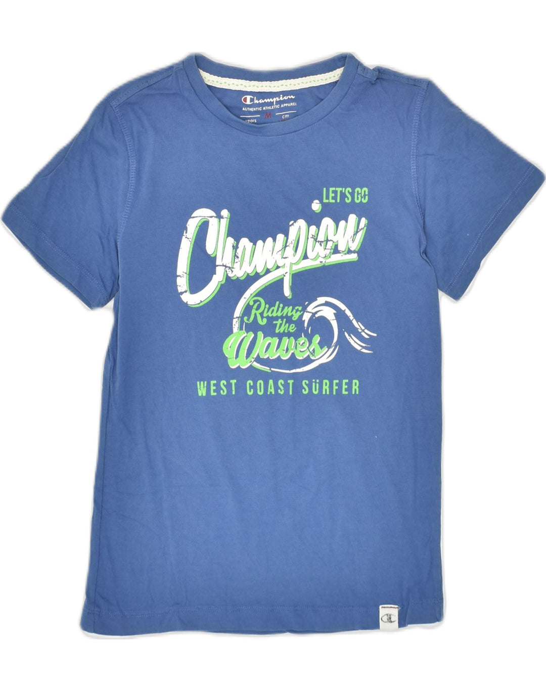 CHAMPION Boys Graphic T-Shirt Top 9-10 Years Medium  Blue Cotton | Vintage Champion | Thrift | Second-Hand Champion | Used Clothing | Messina Hembry 