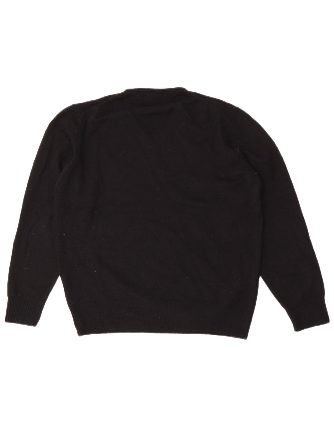 Zara Mens V-Neck Jumper Sweater Large Black Wool