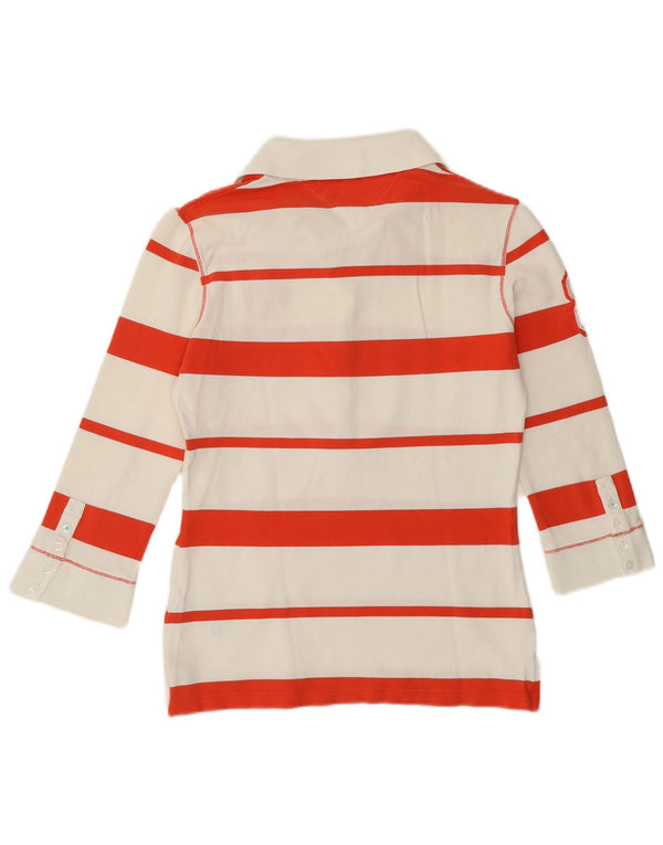 Tommy Hilfiger Womens Graphic Rugby Polo Shirt UK 12 Medium Off White